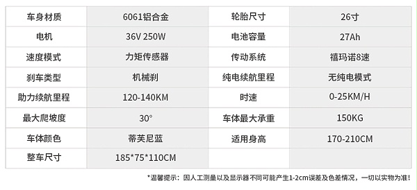 电动自行车参数配置/可定制配置加工