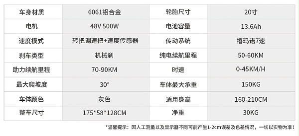 电动自行车参数配置/可定制配置加工