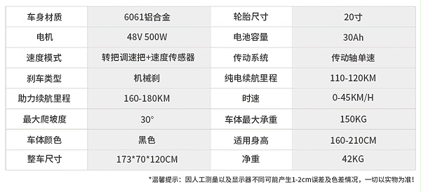 电动自行车参数配置/可定制配置加工